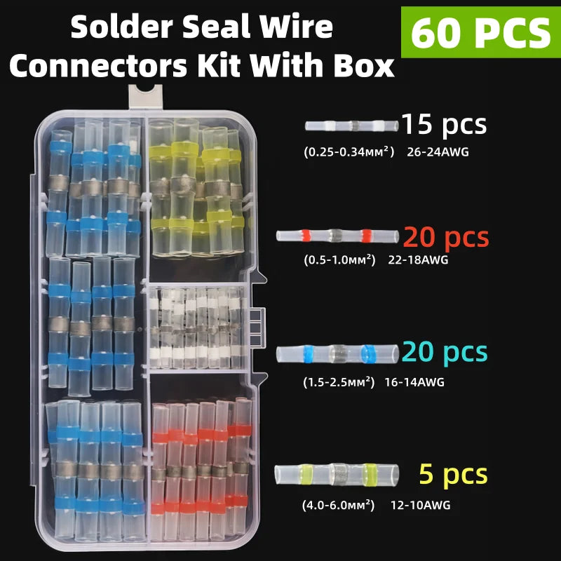 Heat Shrinkable Tube Waterproof Solder Ring Wire Connectors 10/30/50PCS Awg22-18 Butt Bushing Electrical Splice Terminal