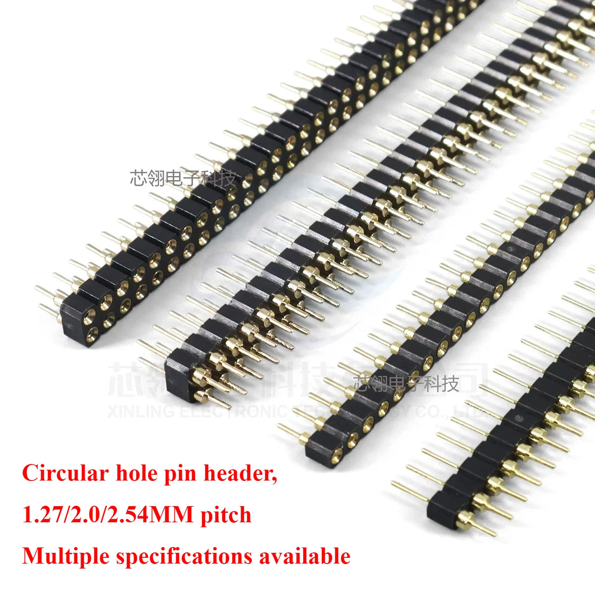 1/5pcs Round Hole Pin Header 1.27/2.0/2.54MM Pitch Row Female/Male Single Row 1x40P / 2x40P Double Row Pin Round Pin Gold Plated