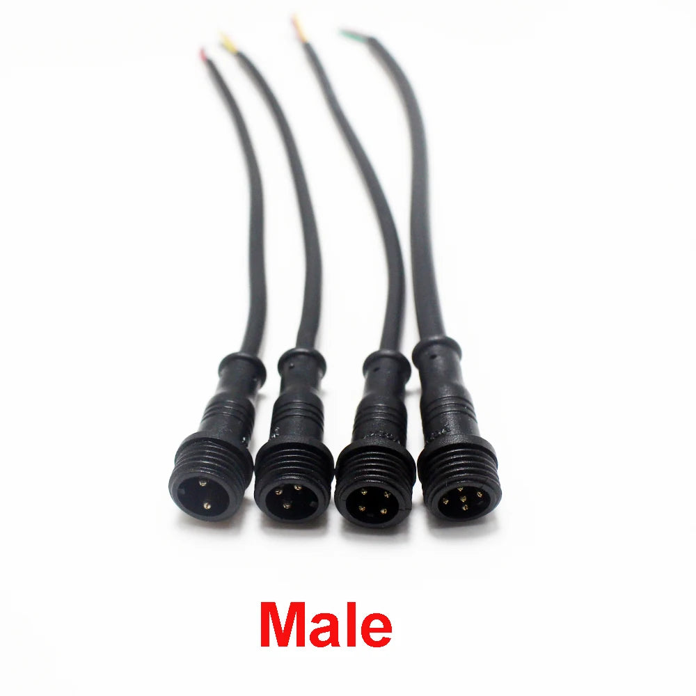 1Pair M12  2 3 4 5 Pin Waterproof IP65 Cable Wire Plug for LED Strips Male and Female Jack 20cm Lengh Connector Small Size Head