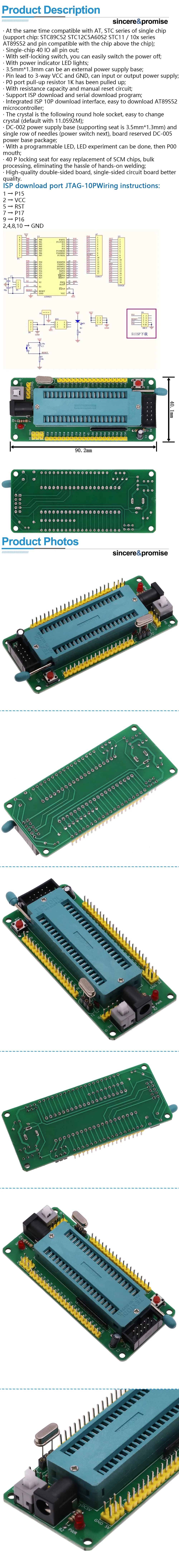 51 AVR Mcu STC Minimum System Board Learning Development STC89C52 AT89S52 40P Locking Seat Module Microcontroller Programmer