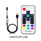 WS2811 WS2812B WS2813 WS2815 LED Pixels Strip Light Controller 3/4PIN USB/DC RF 14/17/21Keys LED Tape Remote Controller DC5-24V