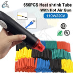 2:1 Heat Shrink Tube With 300W Hot Air Guns Kit EU US 110V 220V Heat Shrink Tubing Kit Cover Cable Repair Protection 1060/656pcs