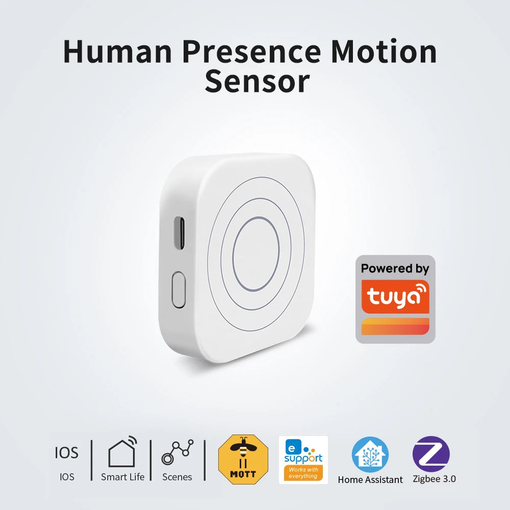 Lincukoo Tuya ZigBee 3.0 Smart 24G Human Presence Motion Sensor Detection 120 Degrees Detection Home Assistant ZigBee2MQTT
