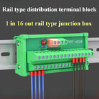 1PCS Guide Rail Terminal Block 1 In 5/8/16 Out Power Distribution Box Wire Parallel Module Guide Rail Terminal Block