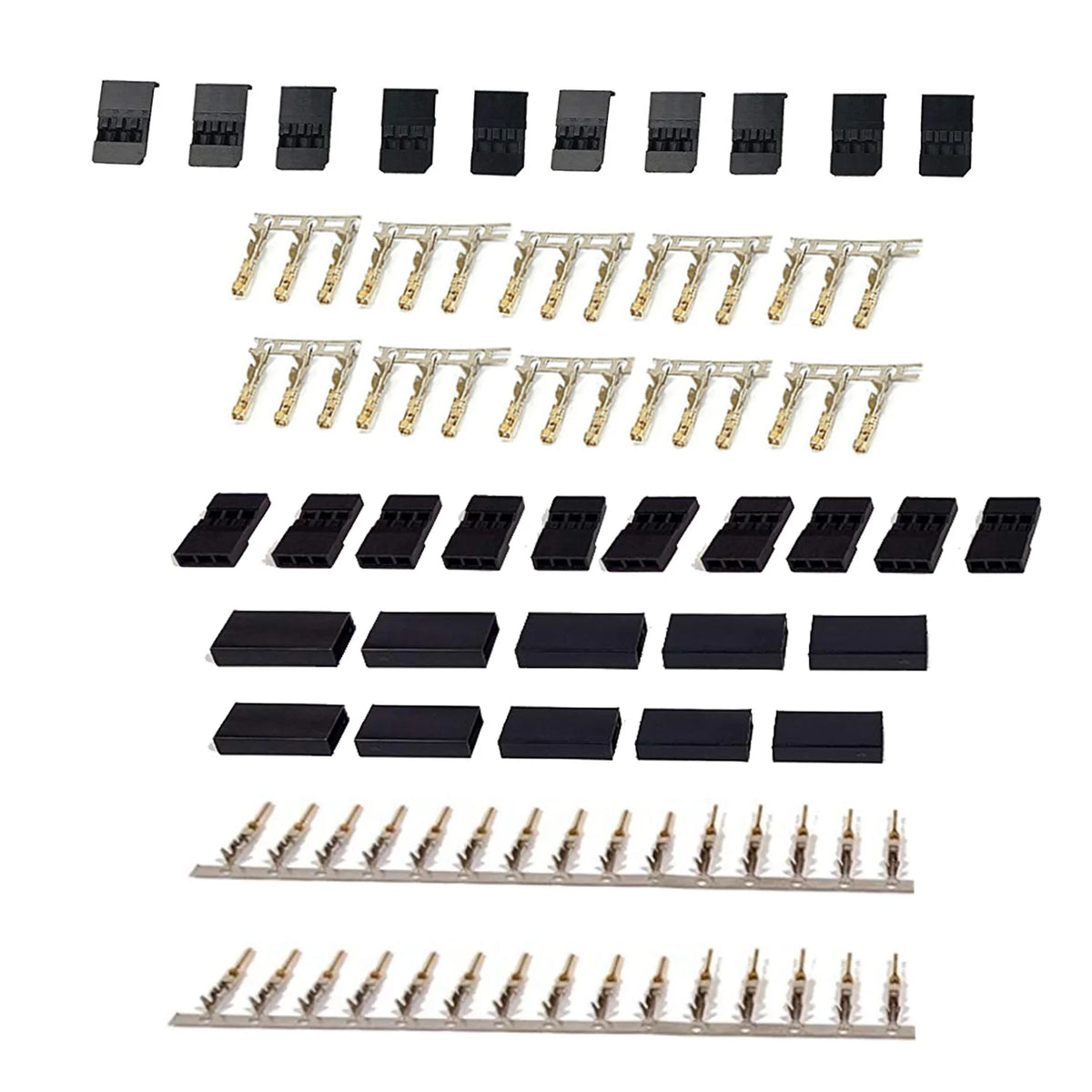 5/10 Pairs Jr Futaba Servo Receiver Connector Plug with Lock and Male Female Gold Plated Terminals Crimp Pin Kit for RC Battery