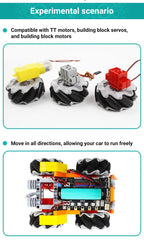 65mm Mecanum Wheel Omni-Directional Smart Car Robot DIY Building Blocks TT Motor Wheel Set of Four