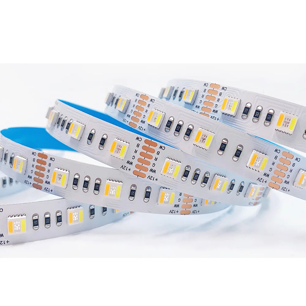 12V 24V 5M SMD 5050 3528  WW/CW RGBCCT 60leds/m 96leds/m 120leds/m 5 Colors In 1 Chip CW+RGB+WW Led Strips Flexible Tape Light