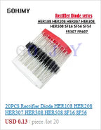 20pcs 1W Metal film resistor 1% 1R ~ 1M 1 2 10 22 47 100 330 ohm 1K 4.7K 10K 22K 47K 100K 330K 470K 2R 10R 22R 47R 100R 330R