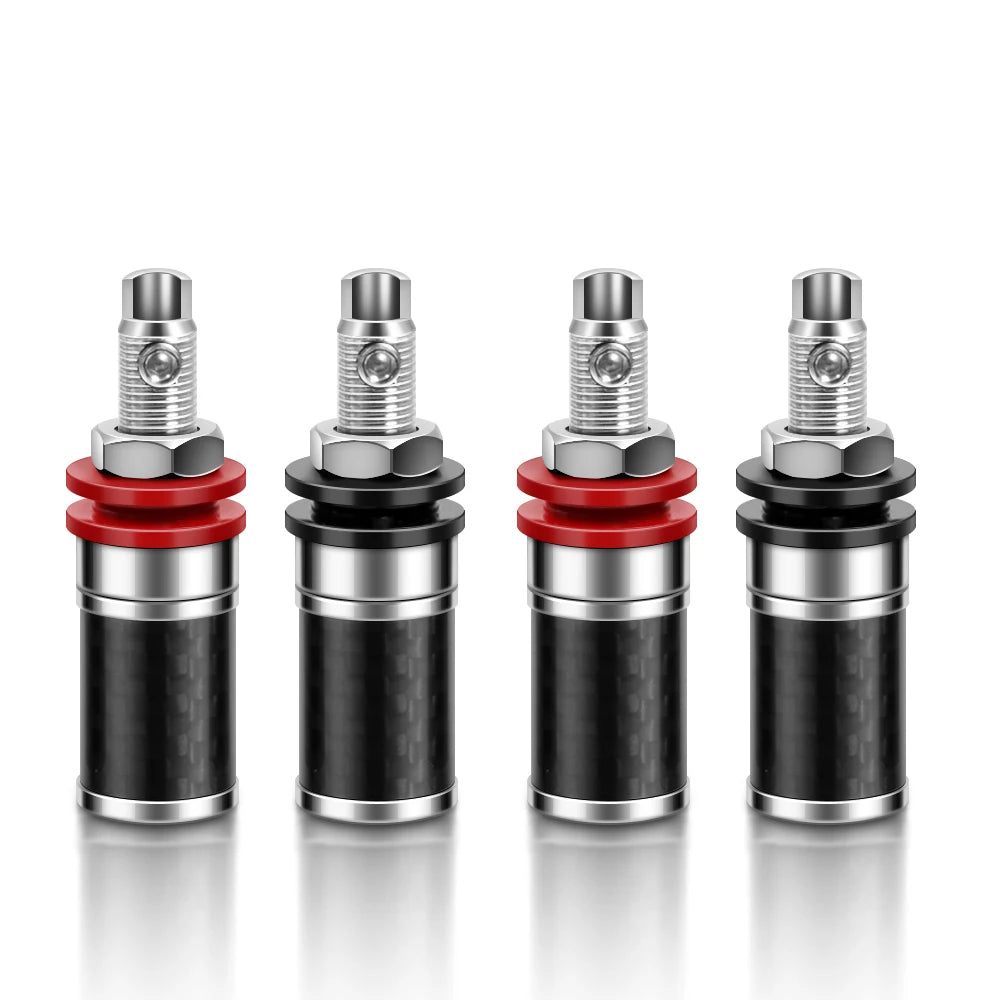 HIFI 4Pcs Gold/Rhodium Plated Copper Speaker Binding Post Female Banana  Connector HIFI Audio AMP Banana Plug  Socket  Terminal
