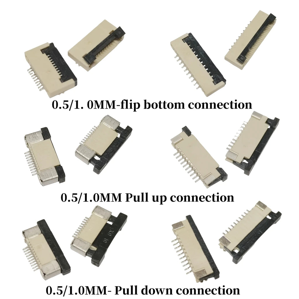 10Pcs FPC connector socket 0.5/1.0mm flip cover/up/down connection 4/5/6/7/8/10/12/14/16/18/20/22/24/26/28/30/32/34/40/45/50/60P