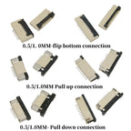 10Pcs FPC connector socket 0.5/1.0mm flip cover/up/down connection 4/5/6/7/8/10/12/14/16/18/20/22/24/26/28/30/32/34/40/45/50/60P