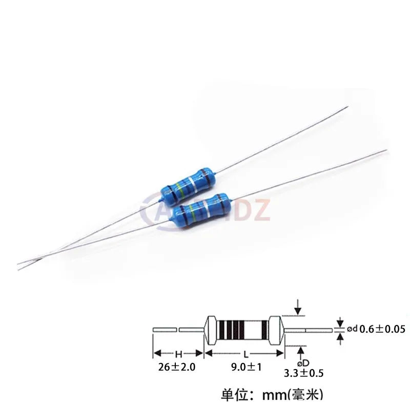 50PCS 1/2W 0.5W 1R - 1M Metal Film Resistor 1% 2R 10R 22R 47R 100R 330R 2k 1K 4.7K 10K 100K 4.7 51 47 62 75 100 120 510 Ohm K Ω