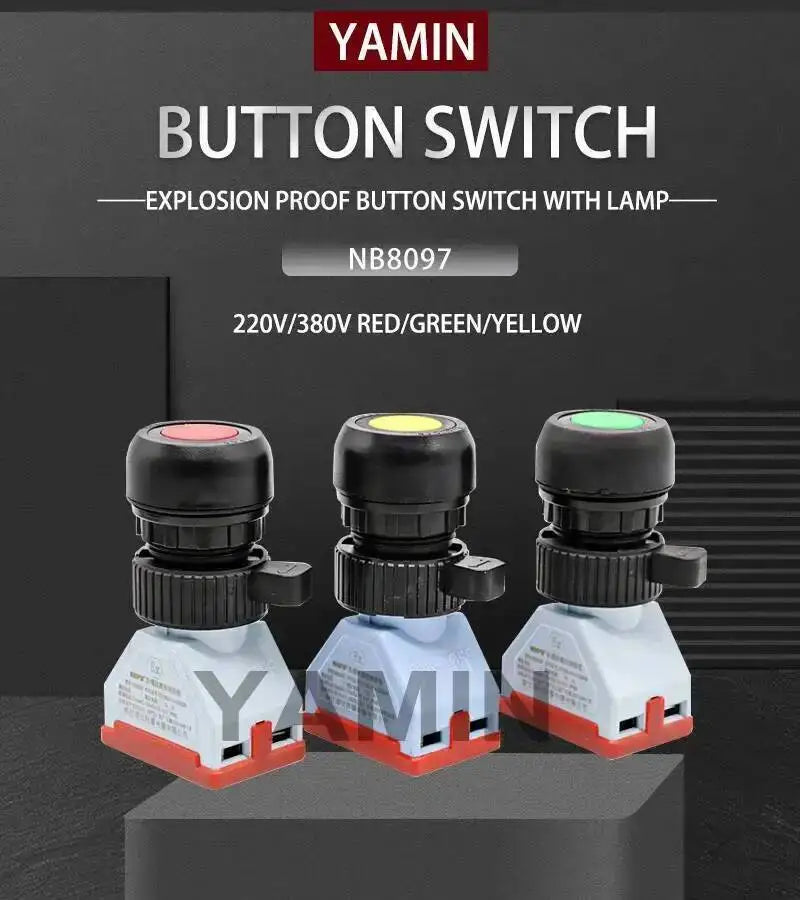 30mm Explosion-proof Push Button Switch AC220V Momentary/Reset Waterproof Control Red/Yellow/Green For Distribution Box
