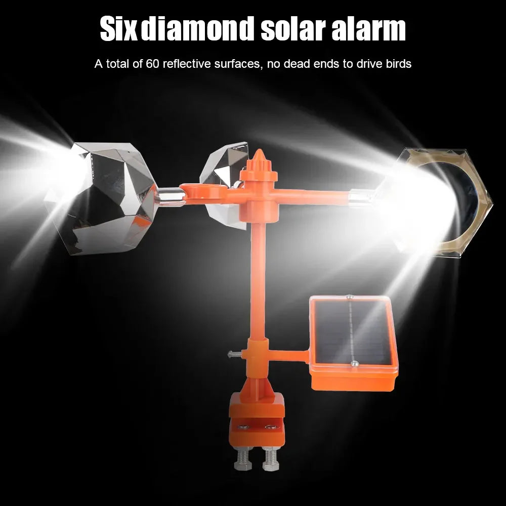 Solar Wind Powered Bird Repeller, 360° Outdoor Reflective Scare Device with Sound Deterrent for Garden Farm Yard Protection