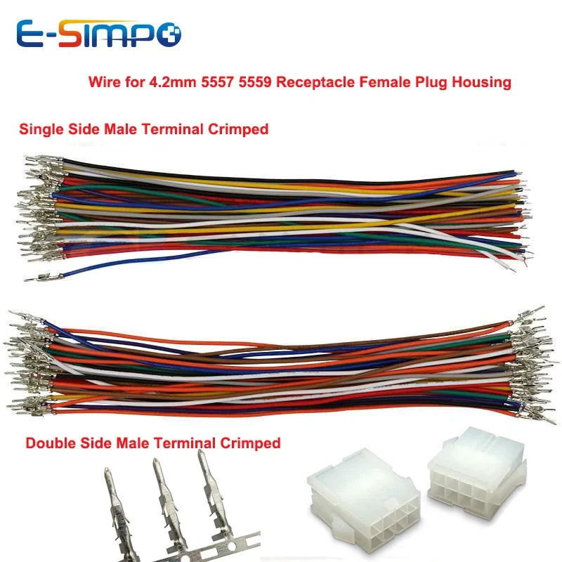 100pc MX4.2 5557 5559 Female to Male, Male Terminal Crimp Cable 18AWG 10/20/30/50cm 5558-RT PCI-E 5559 Receptacl Housing Harness