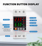 63A 230V Din Rail Adjustable Over Under Voltage Protective Device Protector Relay Over Current Protection Energy KWH Meter