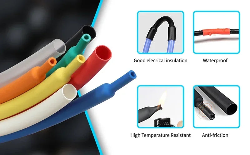 1~10m 3:1 Heat Shrink Tubing With Glue 1.6~ 50mm Transparent Double Wall Adhensive Polyolefin Sleeve Lined Wire Cable Protector