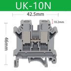 5 Pcs UK-10N DIN Rail Terminal Blocks, 10mm² Screw Clamp Connectors, Universal Feed-Through Wiring Terminals