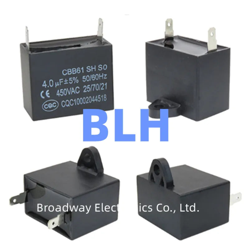 CBB61 fan air conditioner plug-in starting capacitor 450V 1UF 1.2UF 1.5UF 2U 2UF 2.5UF 3U 3UF 3.5U 3.5UF 4U 4UF two plug-in pins