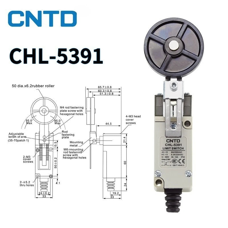 CNTD Vertical Travel Limit Switch 10A 250V CHL‑5000 CHL‑5030 CHL‑5050 CHL‑5200 CHL‑5220 CHL‑5300 Micro Switch IP65 Waterproof