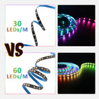 WS2812B RGBIC LED Strip Light 5V DC 5050 300LED SMD Digital LED Tape Ribbon Lamp Black PCB Waterproof Addressable RGB IC Stripe