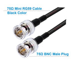 BEVOTOP HD SDI Cable 75 Ohm BNC to BNC MiniRG59(1855A) Pigtail for HD-SDI/3G-SDI/4K Video Security Camera CCTV Systems