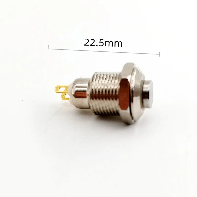 8mm 10mm Metal Button Switch 2-pin Self-locking/locking Self Resetting/instantaneous Waterproof IP67 1NO Mini Button Switch