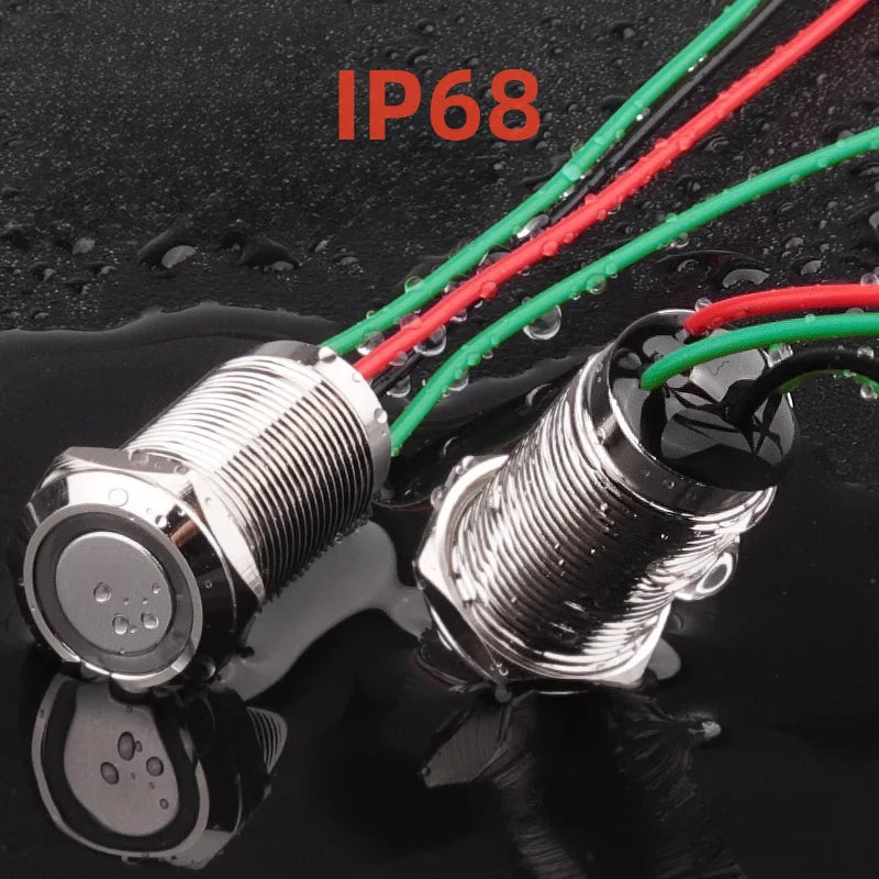 16 19mm Metal Pushbutton Switch High Current 10A Outdoor IP68 Self-Locking Reset Waterproof Start Power Button
