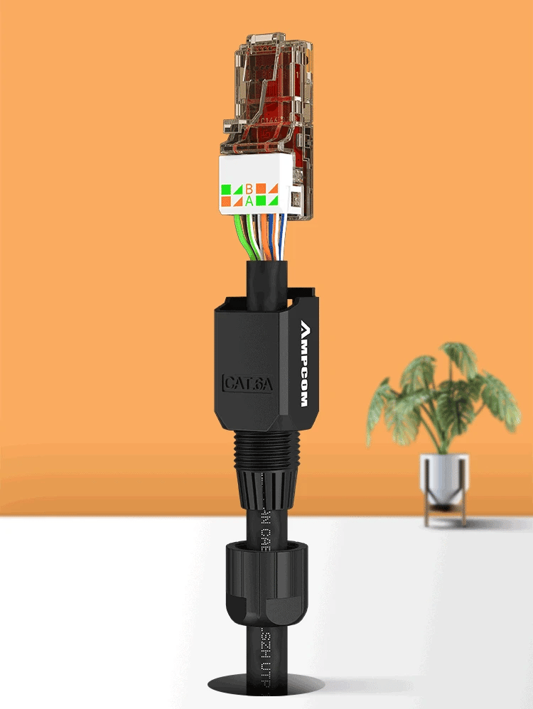 AMPCOM Tool Free RJ45 Connector, No Crimp Tool Less UTP 1000Mbps CAT6/CAT6A Modular PLug for Stranded Solid Lan Ethernet Cable