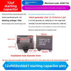 CBB61 Fan Air Conditioner Starting Capacitor 450V 1/1.2/1.5/2/2.5/3/3.5/4/4.5/5/6/7/8/10/12UF Ceiling Fan Hood Motor Capacitor