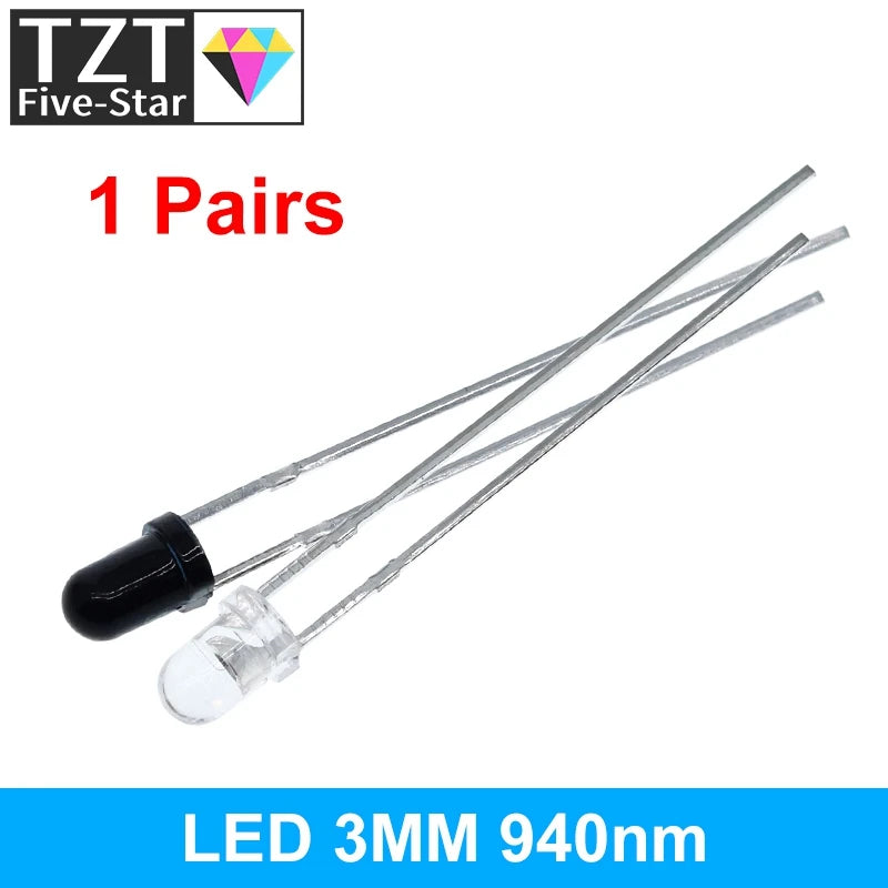 10pairs F3 3MM 940nm LEDs infrared emitter and IR receiver diodes each 5pcs Infrared to tube For arduino