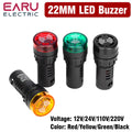 AD16-22SM 22mm Panel Diameter AC DC 12V 24V 110V 220V Flash Signal Light Red LED Active Buzzer Beep Alarm Indicator Green Yellow