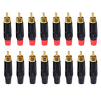 2/4/8/16PCS RCA Audio and Video Plug Connector RCA Male Lotus Jack Black Plating Electrophoresis with Gold Plated Head
