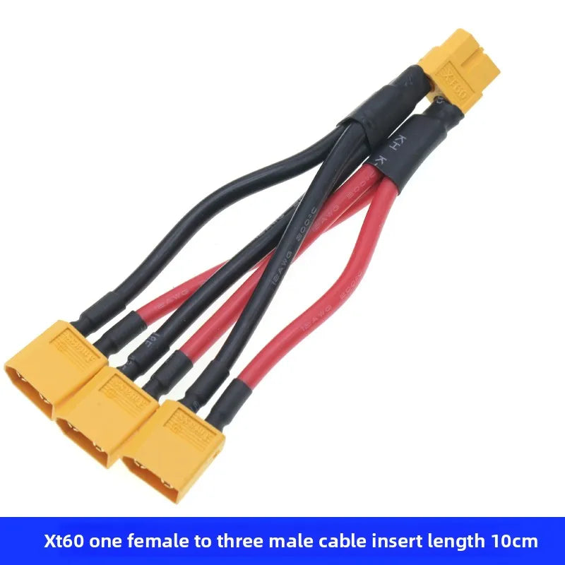 XT60 Parallel Battery Connector 3-Way 12AWG Silicone Wire Male/Female Dual Extension Y Splitter 100mm for Battery Charger Motor