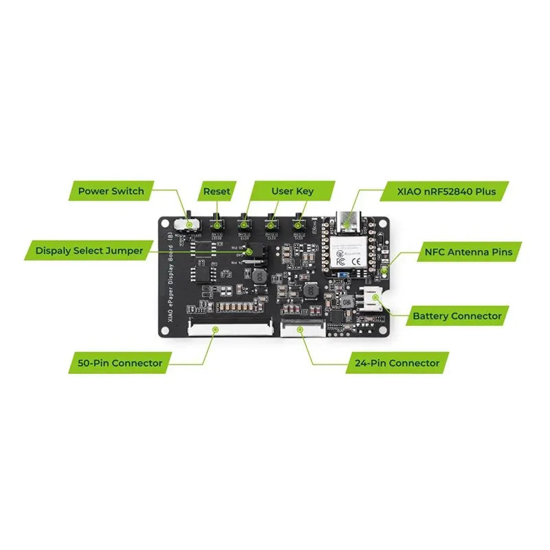 Seeed XIAO Epaper Display Board(NRF52840) - EN04 Powered By XIAO NRF52840 Plus  For Epaper Support 24-Pin 50-Pin Epaper Display