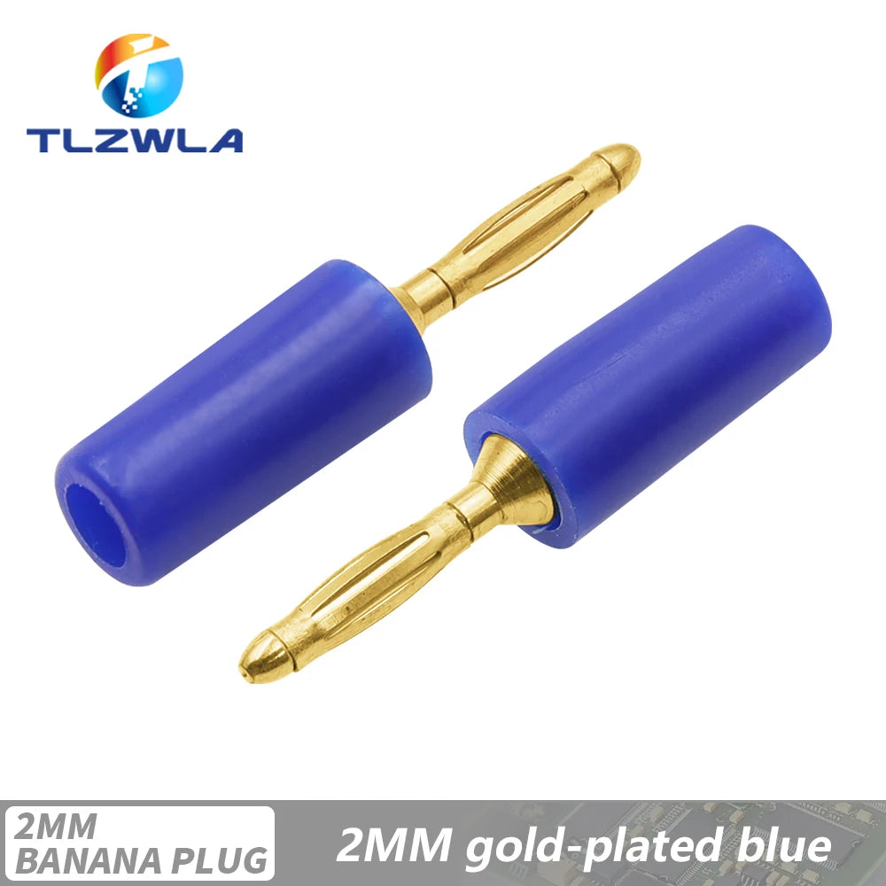 5PCS 2MM Audio Banana Plug Mini Speaker Pure Copper Gold Plated Plug Connector Welded Assembly Experimental Test Cord Head