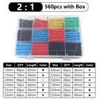 102-750pcs 2:1 Thermoresistant Tube Heat Shrink Wrapping Kit Assorted Wire Cable Insulation Sleeving 3:1 Heat Shrink Tube Set
