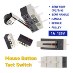 20/100/1000Pcs Micro Limit Switch Momentary Push Button Switch 1A 125V 3Pins SPDT Mouse Switch