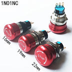 16mm/19mm/22/mm Emergency Metal Button Switch Indication STOP Machine Panel Dashboard Press Latching Button 1NO1NC/2NO2NC