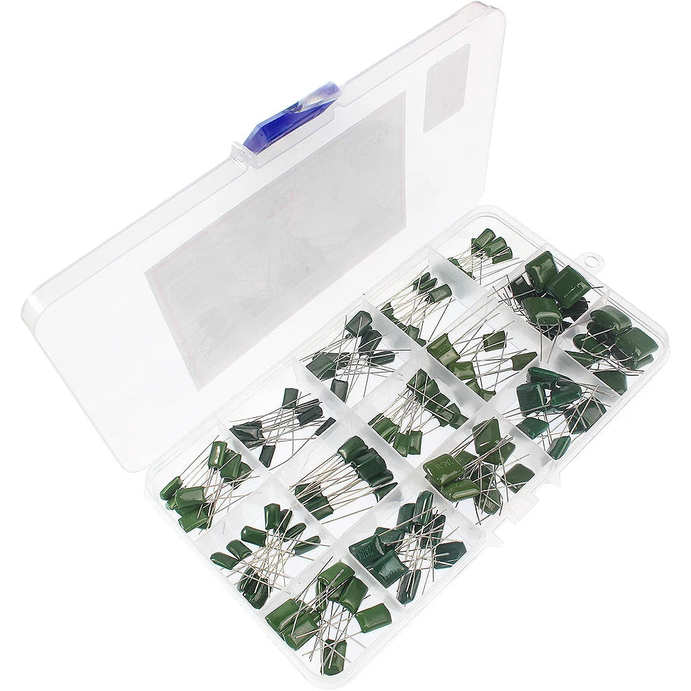 150-620PCS 100V Polyester Film Capacitor Assorted Kit 0.33nf 0.47nf 0.56nf 0.82nf 1nf 2A331J 2A471J 2A561J 2A821J 2A102J