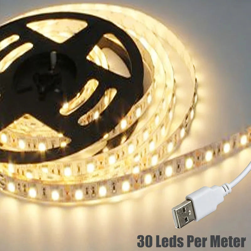 5M USB LED Strip Light 5V 3528 1 Meter 5 Meter White Warm White Pink Green Blue Red SMD RibbonKitchen Light Under Cabinet Lamp