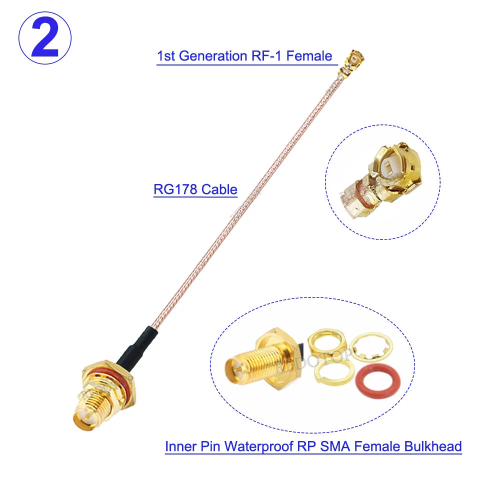 1Pcs IPX-1/IPX-4 Female to Waterproof SMA Female Bulkhead Connector RF0.81/1.13/RG178 Cable 3g 4g WIFI Antenna RF Cable Jumper
