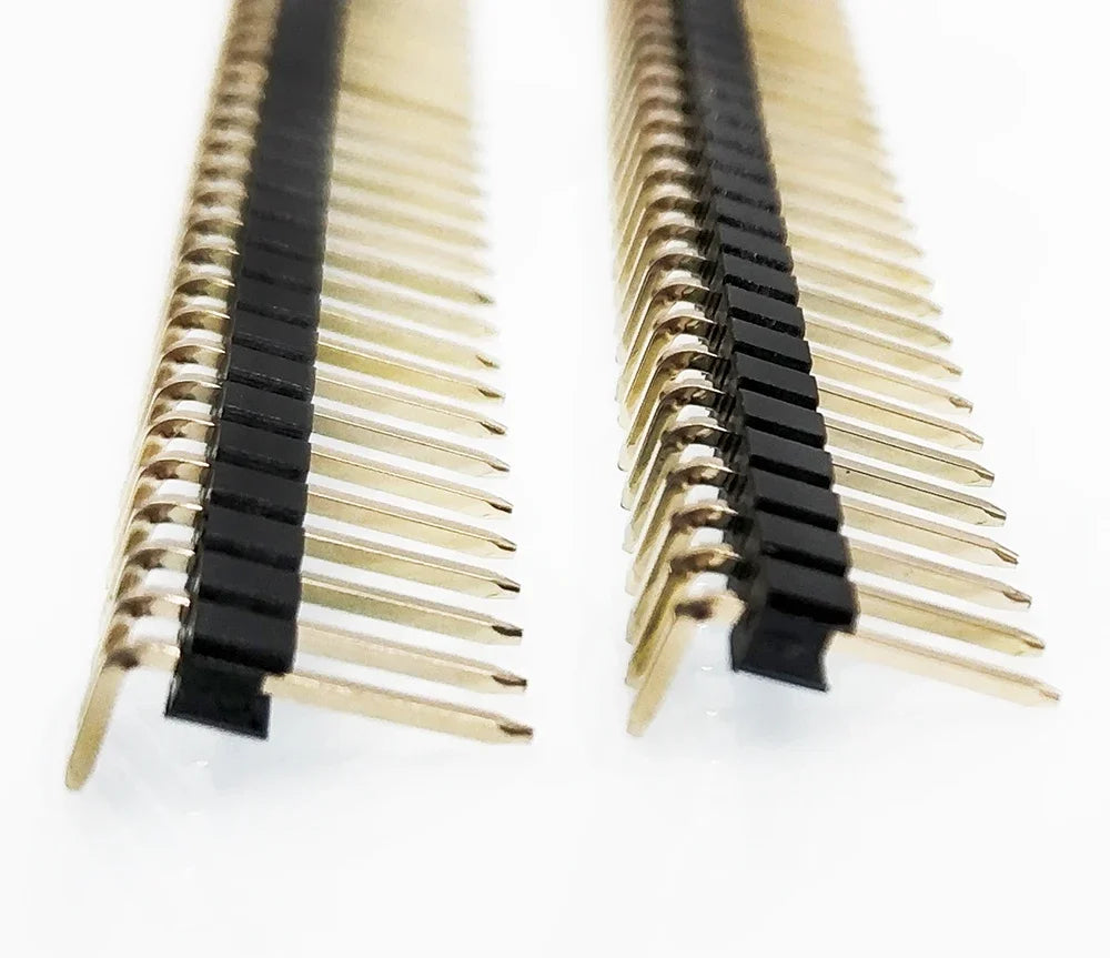 10pcs 2.54mm 1x40P Right Angle Extend Extra Long B6-12mm 90d R1 R2 Gold plated Single Row Cuttable PCB Male RA Pin Header Jumper
