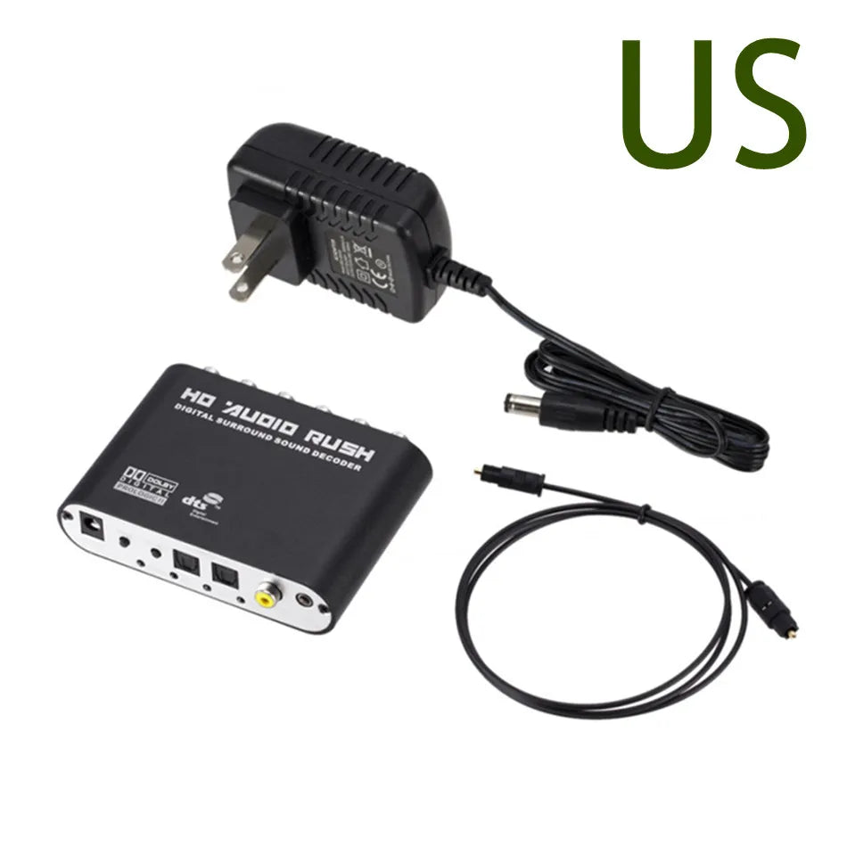 WvvMvv AC3 Audio Digital to Analog 5.1 Channel Stereo DAC Converter Optical SPDIF Coaxial AUX 3.5mm to 6 RCA Decoder Amplifier