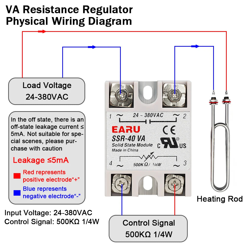 SSR-10VA SSR-25VA SSR-40VA SSR Solid State Relay Voltage Regulator AC24-380V Output+Potentiometer for PID Temperature Controller