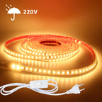 220V LED Strip Light SMD2835 120LEDs/m Waterproof Tape Lamp with EU Plug 1M 2M 3M 5M 10M 15M 20M Decor Lighting for the Yard