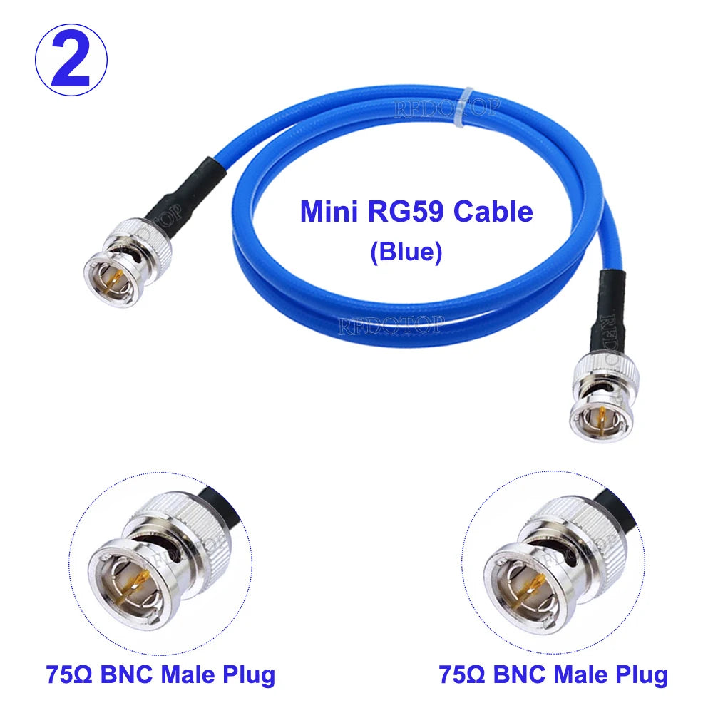 1Pcs HD SDI BNC to BNC Male Connector 75Ohm HMini RG59 RF Cable 75-2.5 1855A Pigtail for HD-SDI/3G-SDI/4K Video Camera CCTV