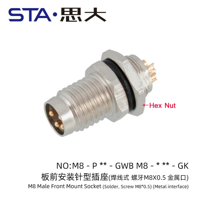 3 4 5 6 8 Pins M8 Solder Welding A D Coding Male Female Panel Mount IP67 Sensor Circular Connectors