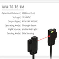 TS Ultra-thin Photoelectric Sensor 30/250/500/1000mm NPN PNP Front Through-beam Fast Response High Precision Anti‑interference
