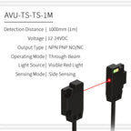 TS Ultra-thin Photoelectric Sensor 30/250/500/1000mm NPN PNP Front Through-beam Fast Response High Precision Anti‑interference